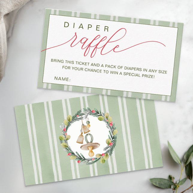 Tarjeta De Recepción Merry Little Navidades Baby Shower Diaper Raffle (Diaper Raffle Enclosure Card)