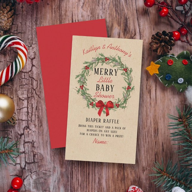 Tarjeta De Recepción Merry Little Navidades Baby Shower Diaper Raffle (Subido por el creador)