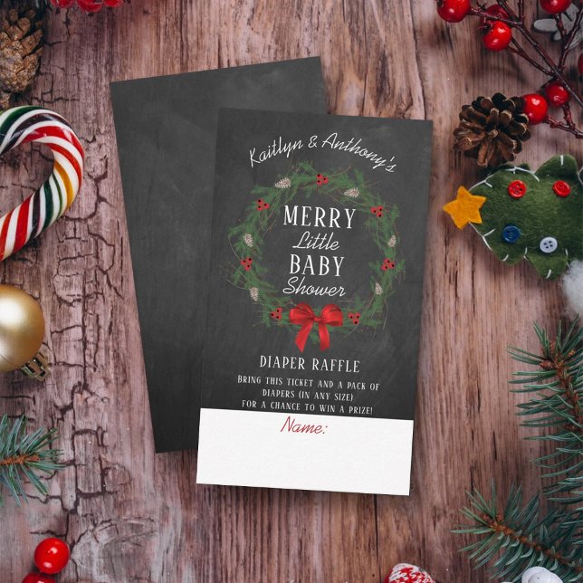 Tarjeta De Recepción Merry Little Navidades Baby Shower Diaper Raffle (Subido por el creador)