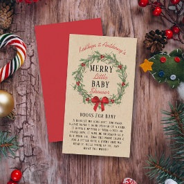 Tarjeta De Recepción Merry Little Navidades Libros Baby Shower Para Beb