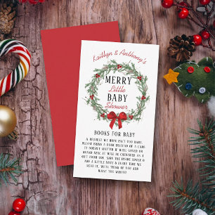 Tarjeta De Recepción Merry Little Navidades Libros Baby Shower Para Beb