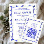 Tarjeta De Recepción Messy Loops Hand Drake Personalizado QR Bar Bat Mi<br><div class="desc">TARJETAS DE ENCLOSURA perfectas para incluir en un murciélago mitzvah, bar mitzvah u otra celebración judía! ¡La mano hizo un caos desordenado para los bucles de pinceles en el lado delantero! ¡TODO PERSONALIZABLE! Haga clic en "Personalizar" para editar el texto y agregar su vínculo al código QR. Haga clic en...</div>