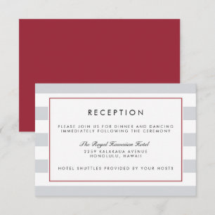Tarjeta de Recepción Metro Stripe   Cranberry
