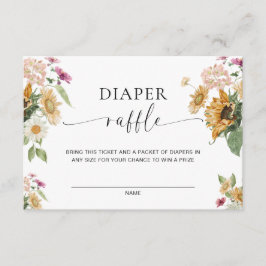 Tarjeta De Recepción Mews Sunflower Baby Shower Diaper Raffle Ticket