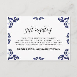 Tarjeta De Recepción Mexican Talavera Black Floral Minimalist Wedding