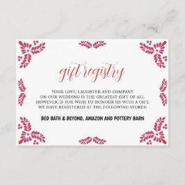 Tarjeta De Recepción Mexican Talavera Red Floral Minimalist Wedding