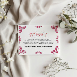 Tarjeta De Recepción Mexican Talavera Red Floral Minimalist Wedding