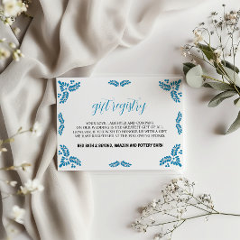 Tarjeta De Recepción Mexican Talavera Turquoise Minimalist Wedding