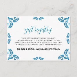 Tarjeta De Recepción Mexican Talavera Turquoise Minimalist Wedding