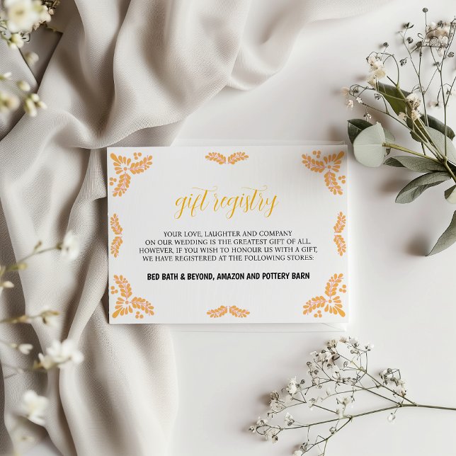 Tarjeta De Recepción Mexican Talavera Yellow Floral Minimalist Wedding (Mexican Talavera Yellow Floral Minimalist Wedding Enclosure Card)