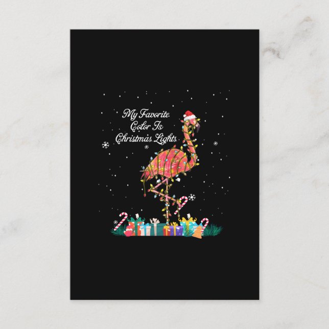 Tarjeta De Recepción Mi Favorito Es Navidades Luces Disfraces Flamingo (Anverso)