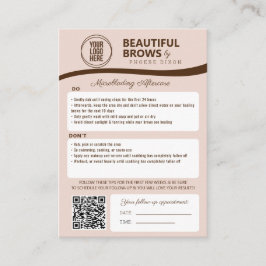 Tarjeta De Recepción Microblading Brow Aftercare & AppointReminder