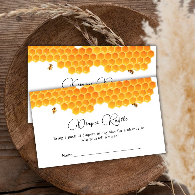 Tarjeta De Recepción Miel mínima Bumblebee Diaper Raffle Baby Shower (Minimal Honey Bumblebee Diaper Raffle Baby Shower Enclosure Card)