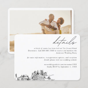 Tarjeta De Recepción Milwaukee Boda Detalles del bloque de habitaciones