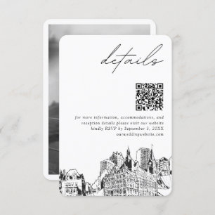 Tarjeta De Recepción Milwaukee Boda Detalles modernos Código QR