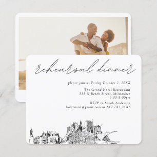 Tarjeta De Recepción Milwaukee Boda Elegante Ensayo Cena