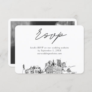 Tarjeta De Recepción Milwaukee Boda Minimalista Sketch RSVP