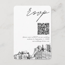 Tarjeta De Recepción Milwaukee Boda RSVP moderno Código QR