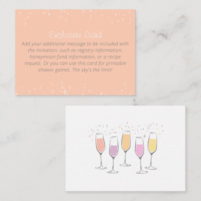Tarjeta De Recepción Mimosa Champagne Bellini Melocotón Desayuno Nupcia (Anverso / Reverso)