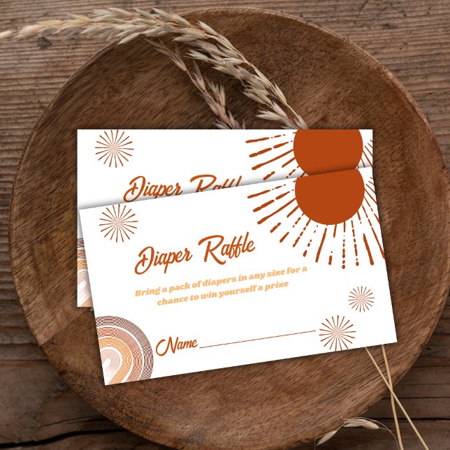 Tarjeta De Recepción Mini arcoiris Boho Diaper Raffle Baby Shower (Minimalist Rainbow Boho Diaper Raffle Baby Shower Enclosure Card)