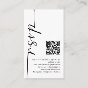 Tarjeta De Recepción Mini caligrafía elegante QR Boda de código RSVP