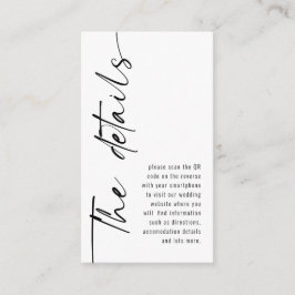 Tarjeta De Recepción Mini caligrafía moderna Detalles del Boda de códig
