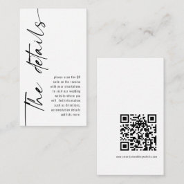 Tarjeta De Recepción Mini caligrafía moderna Detalles del Boda de códig
