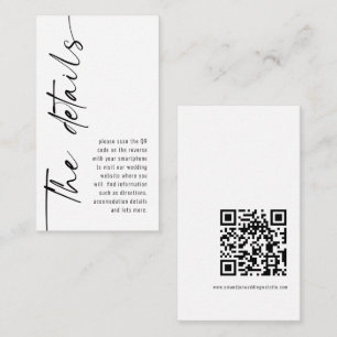 Tarjeta De Recepción Mini caligrafía moderna Detalles del Boda de códig