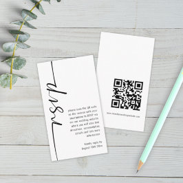 Tarjeta De Recepción Mini caligrafía moderna QR Boda de código RSVP