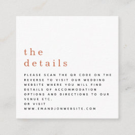 Tarjeta De Recepción MINI Código QR Detalles del Boda Terracotta