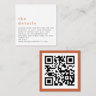 Tarjeta De Recepción MINI Código QR Detalles del Boda Terracotta
