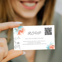 Mini código QR floral boda moderno en línea RSVP