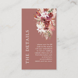 Tarjeta De Recepción Mini Dusty Rosewood QR Wedding Details