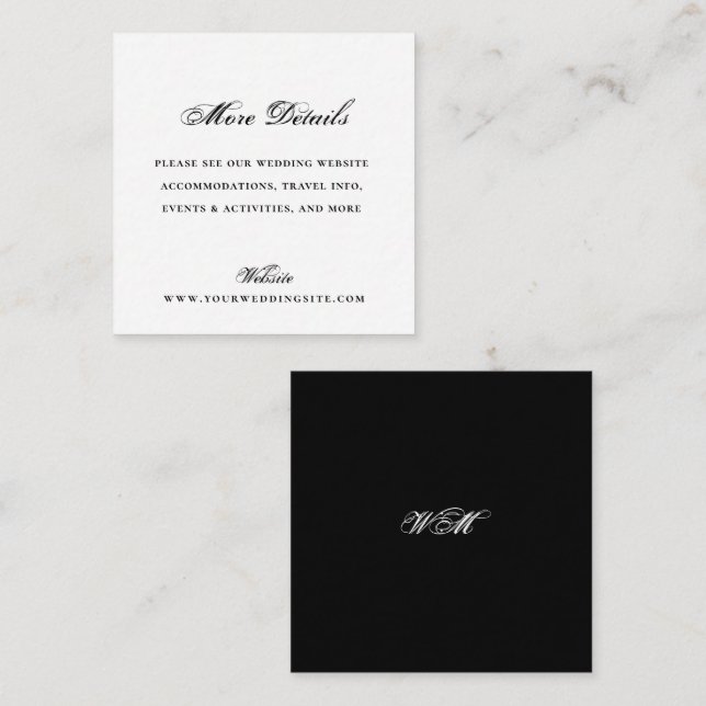 Tarjeta De Recepción Mini Esmoquin Formal Negro Detalles de Sitio Web d (Anverso / Reverso)
