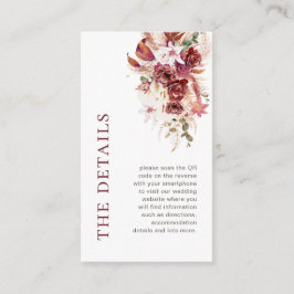 Tarjeta De Recepción Mini Modern Dusty Rosewood QR Wedding Details