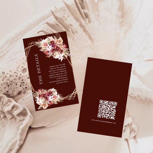 Tarjeta De Recepción Mini QR Code Terracotta Boho Wedding Details  (Subido por el creador)