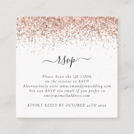 Tarjeta De Recepción Mini Rosa Purpurina de oro QR Boda de código RSVP