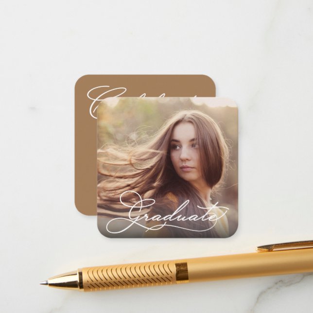 Tarjeta De Recepción MINI Square Graduation Photo Invitations (Anverso/Reverso In Situ)