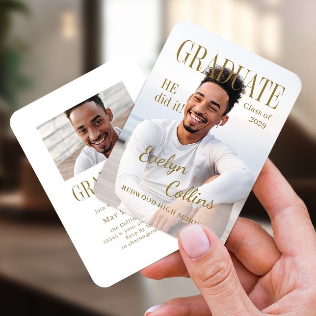 Tarjeta De Recepción Mini Timeless Magazine Cover Photo Grad invitation (Mini Timeless Magazine Cover Photo Grad invitation)