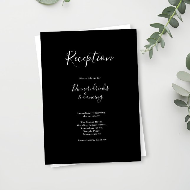 Tarjeta de recepción minima moderna de boda blanca (Subido por el creador)