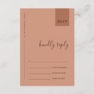 TARJETA DE RECEPCIÓN MINIMA TYPOGRAFÍA NARANJA ÓXIDO BODA RSVP