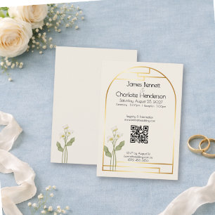 Tarjeta De Recepción Minimal Art Nouveau Arco de Oro Lirio de Cala Boda