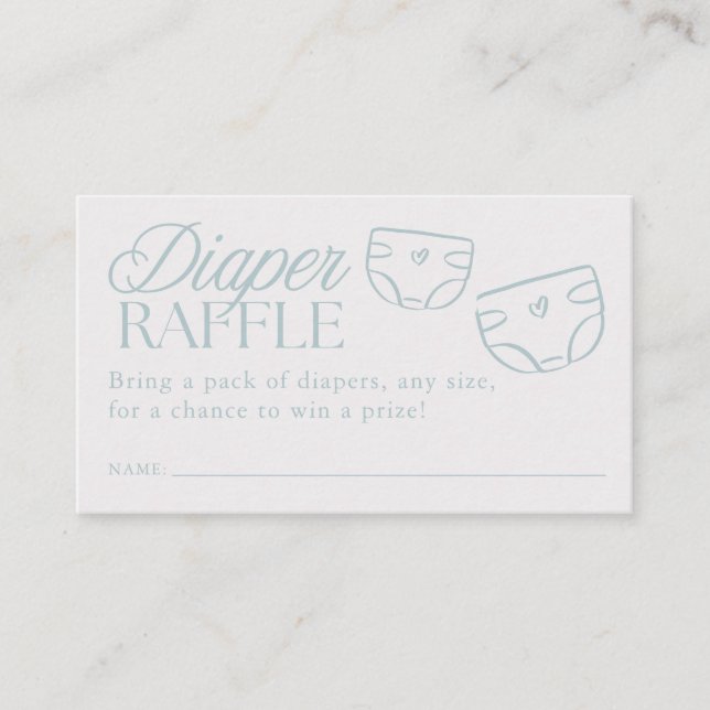 Tarjeta De Recepción Minimal Blue Boy Baby Shower Diaper Raffle (Anverso)