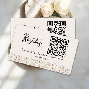 Tarjeta De Recepción "Minimal Boho Floral Bridal Registry 