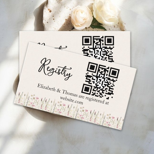 Tarjeta De Recepción "Minimal Boho Floral Bridal Registry  (Subido por el creador)