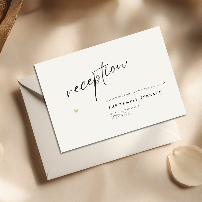 Tarjeta De Recepción Minimal Elegant Calligraphy Typo Wedding  (Minimalist reception invitation for wedding. Change name, venue and date.)