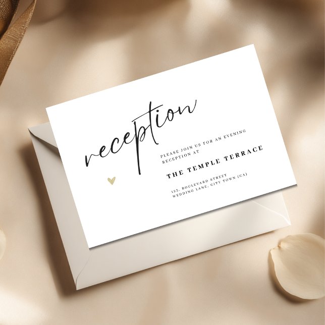 Tarjeta De Recepción Minimal Elegant Calligraphy Typo Wedding  (Elegant Wedding Reception enclosure card)