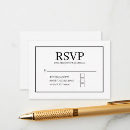 Tarjeta De Recepción Minimal Elegant Wedding RSVP Card