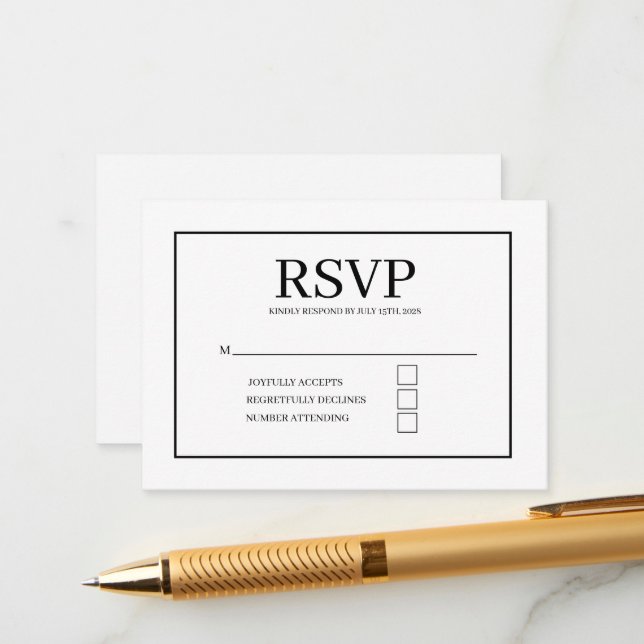 Tarjeta De Recepción Minimal Elegant Wedding RSVP Card (Anverso/Reverso In Situ)
