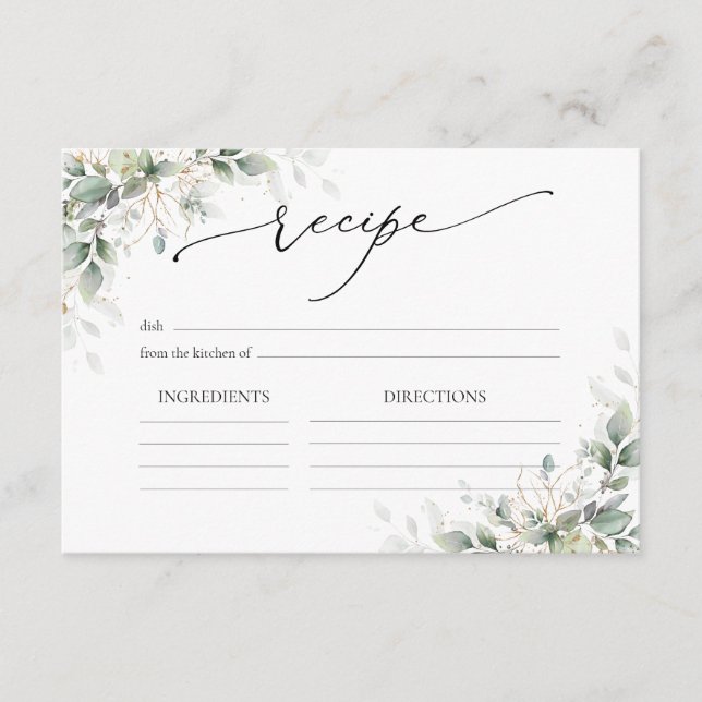 Tarjeta De Recepción  Minimal Eucalyptus Wedding Reception (Anverso)